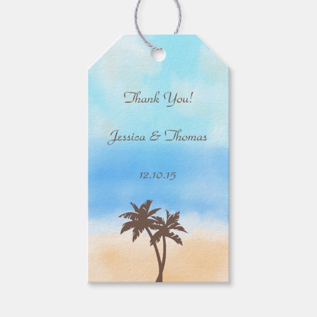 The Watercolor Beach Wedding Collection Gift Tags