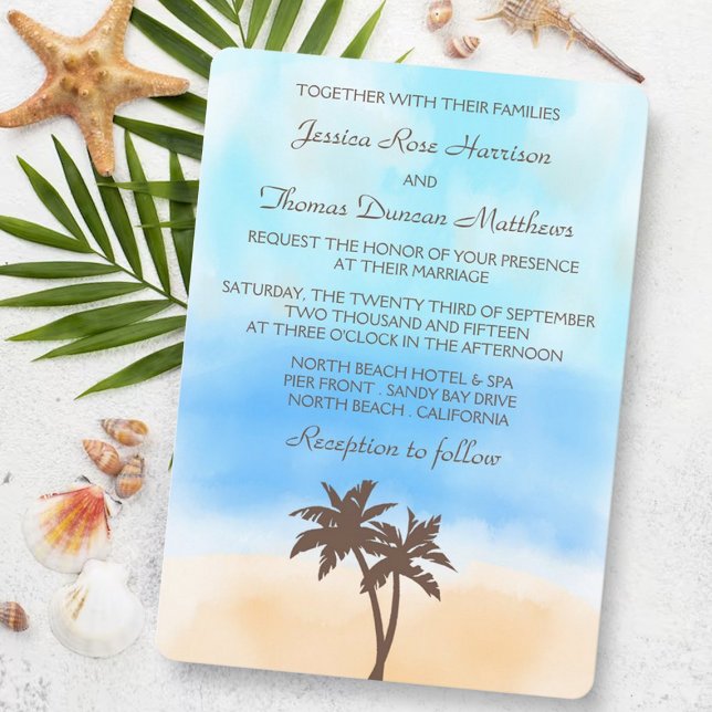 The Watercolor Beach Wedding Collection Invitation (Creator Uploaded)