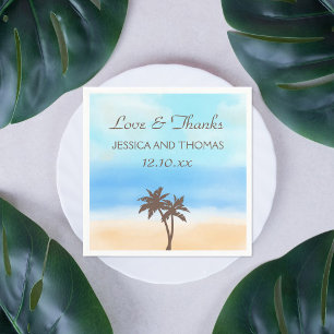 The Watercolor Beach Wedding Collection Paper Napkins