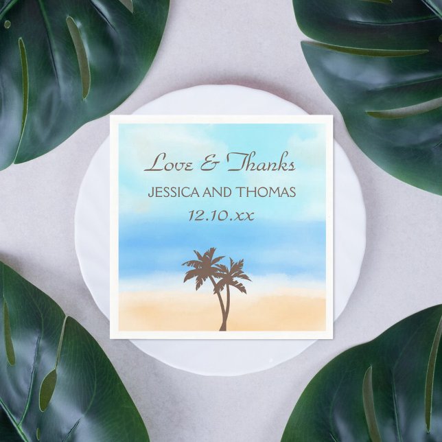 The Watercolor Beach Wedding Collection Paper Napkins (Creator Uploaded)