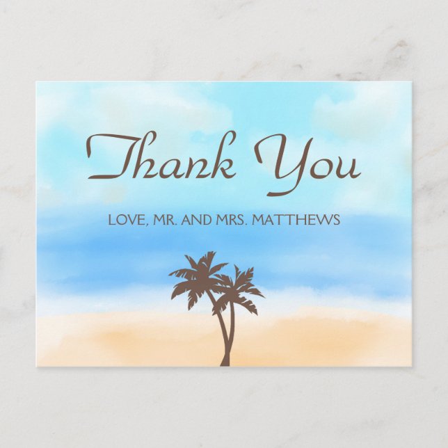 The Watercolor Beach Wedding Collection Postcard (Front)