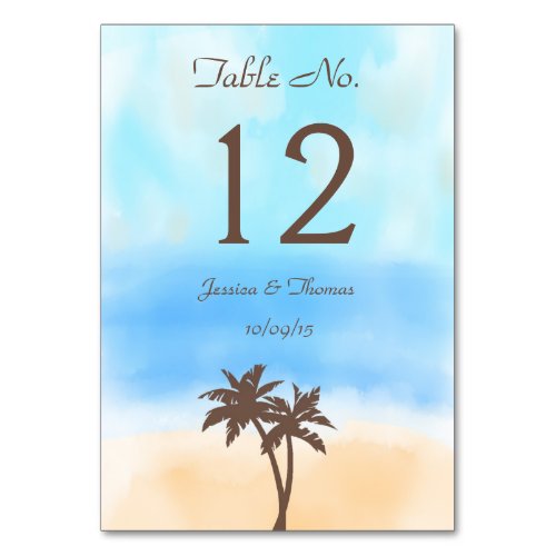 The Watercolor Beach Wedding Collection Table Number