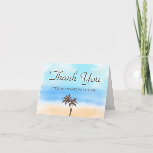 The Watercolor Beach Wedding Collection Thank You Card (Front)