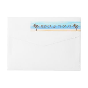 The Watercolor Beach Wedding Collection Wrap Around Label