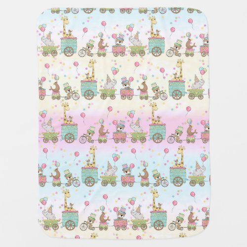 The Watercolor Circus Train Baby Blanket