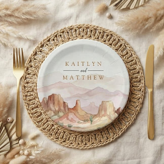 The Watercolor Desert Range Wedding Suite - Paper Plates