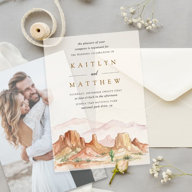 The Watercolor Desert Range Wedding Suite -  Vellum Invitations (Creator Uploaded)