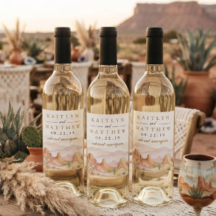 The Watercolor Desert Range Wedding Suite - Wine Label