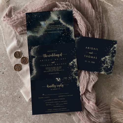 The Watercolor Gold Splash Trifold Wedding of