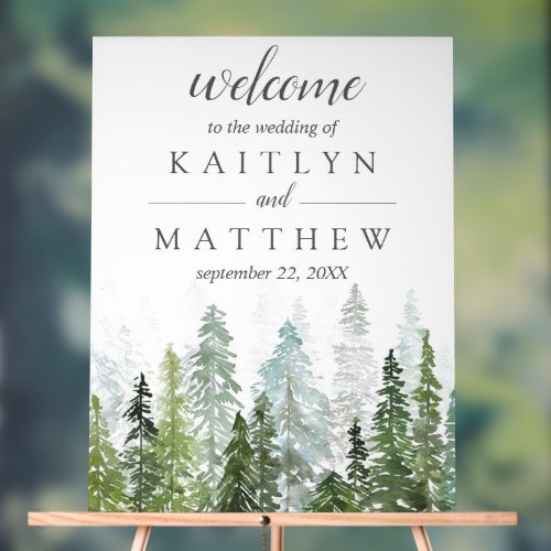 The Watercolor Pine Tree Forest Wedding Collection Acrylic Sign