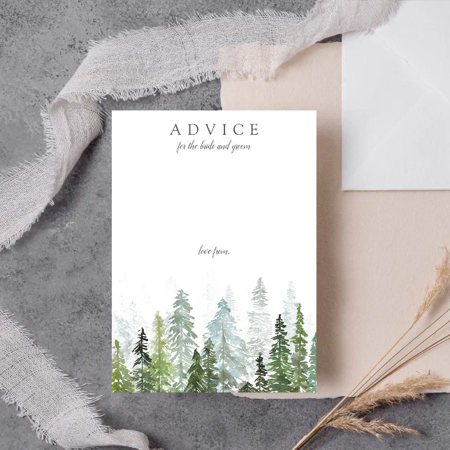 The Watercolor Pine Tree Forest Wedding Collection Advice Card | Zazzle