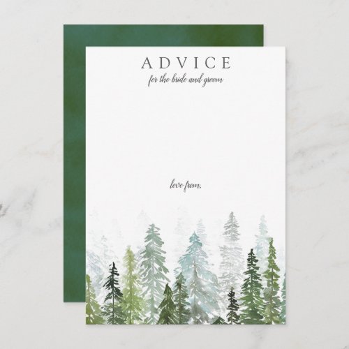 The Watercolor Pine Tree Forest Wedding Collection Advice Card