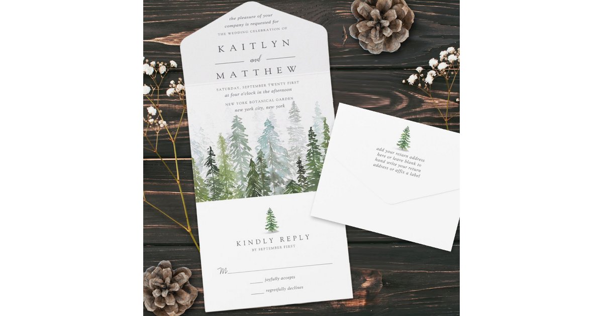 The Watercolor Pine Tree Forest Wedding Collection All In One ...