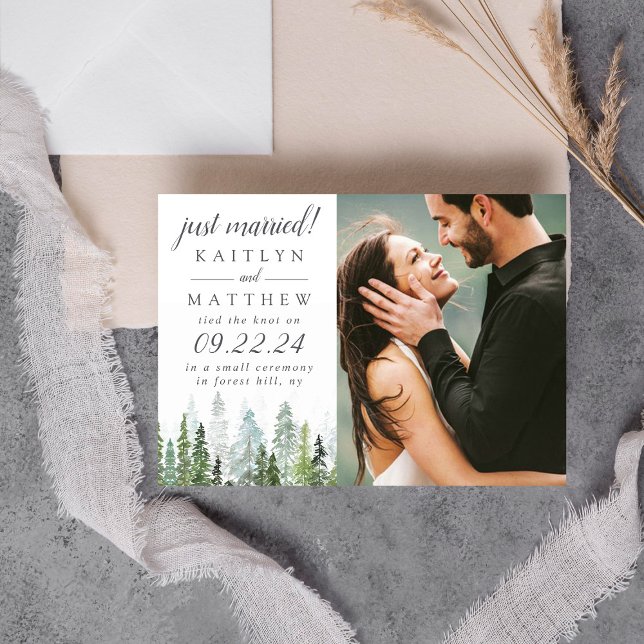 The Watercolor Pine Tree Forest Wedding Collection Announcement (Creator Uploaded)