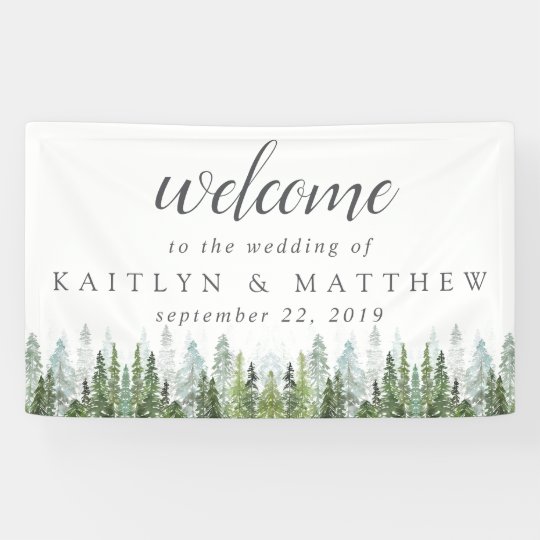 The Watercolor Pine Tree Forest Wedding Collection Banner Zazzle Com
