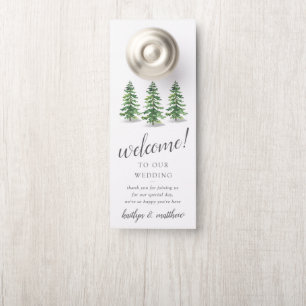 The Watercolor Pine Tree Forest Wedding Collection Door Hanger