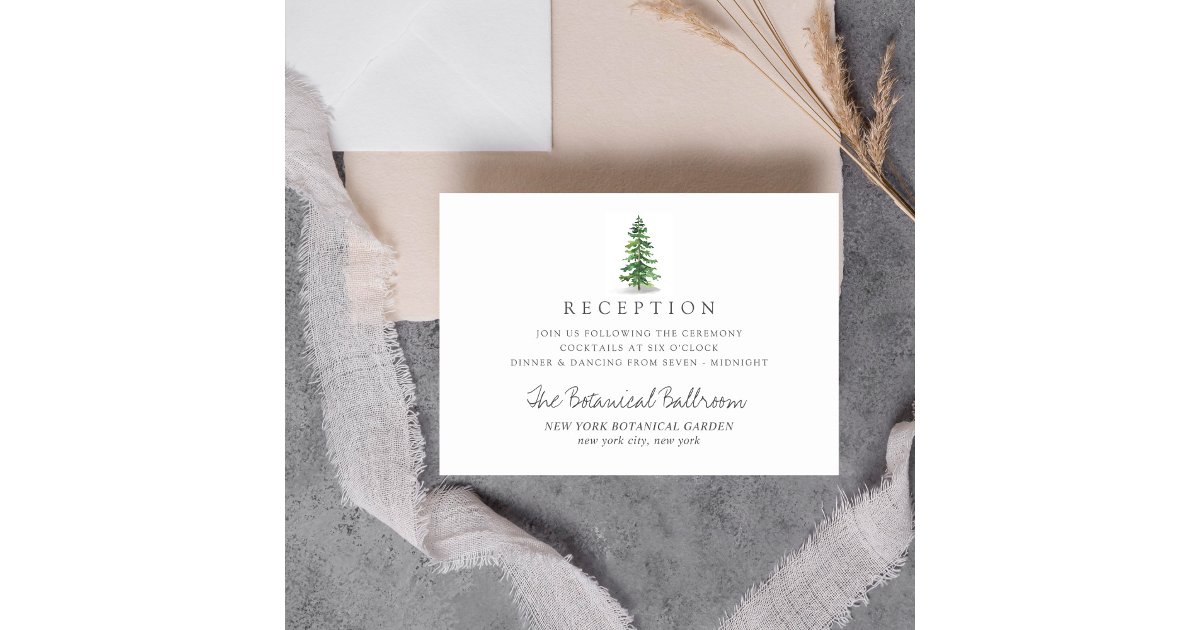 The Watercolor Pine Tree Forest Wedding Collection Enclosure Card | Zazzle