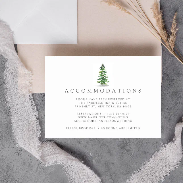 The Watercolor Pine Tree Forest Wedding Collection Enclosure Card | Zazzle
