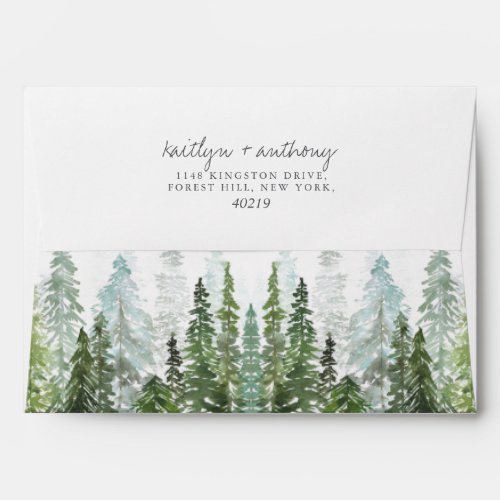 The Watercolor Pine Tree Forest Wedding Collection Envelope