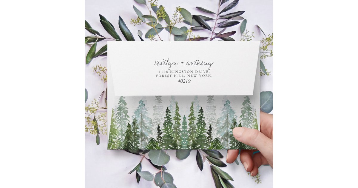 The Watercolor Pine Tree Forest Wedding Collection Envelope | Zazzle