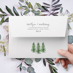 The Watercolor Pine Tree Forest Wedding Collection Envelope
