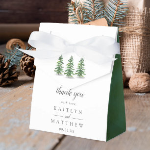 The Watercolor Pine Tree Forest Wedding Collection Favor Boxes