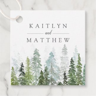 The Watercolor Pine Tree Forest Wedding Collection Favor Tags