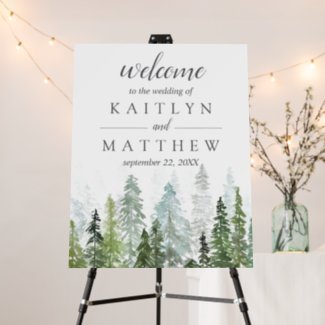 The Watercolor Pine Tree Forest Wedding Collection Foam Board