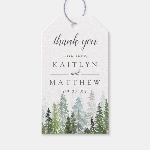 The Watercolor Pine Tree Forest Wedding Collection Gift Tags