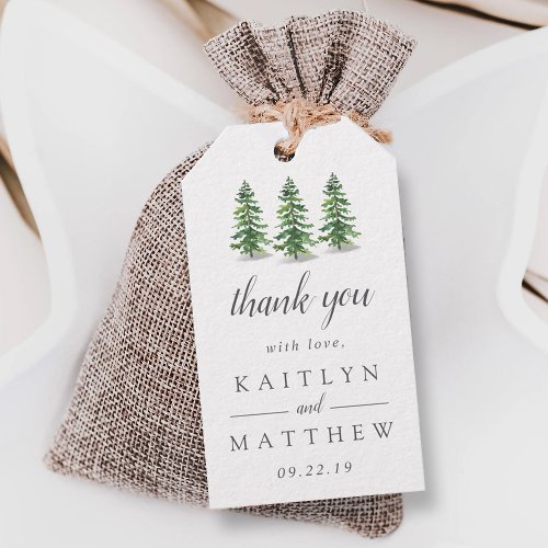 The Watercolor Pine Tree Forest Wedding Collection Gift Tags