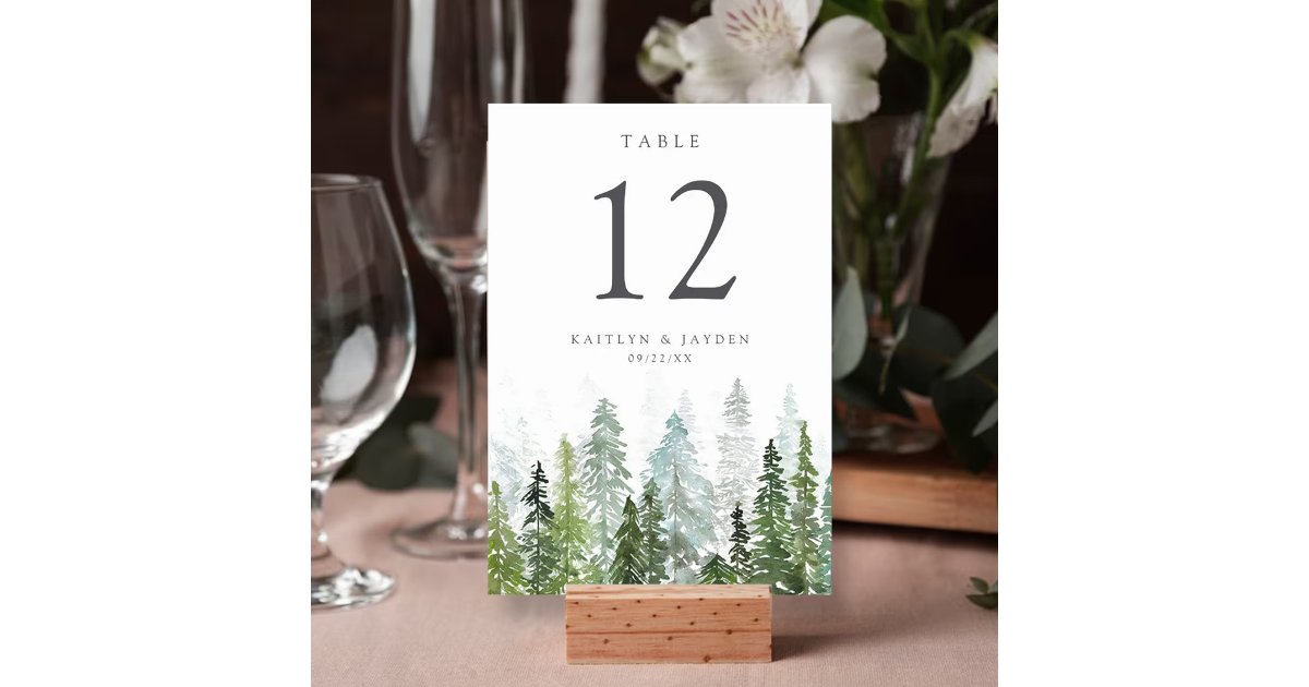 The Watercolor Pine Tree Forest Wedding Collection Invitation | Zazzle