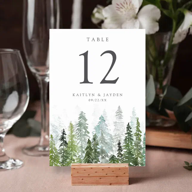 The Watercolor Pine Tree Forest Wedding Collection Invitation | Zazzle