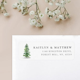 The Watercolor Pine Tree Forest Wedding Collection Label
