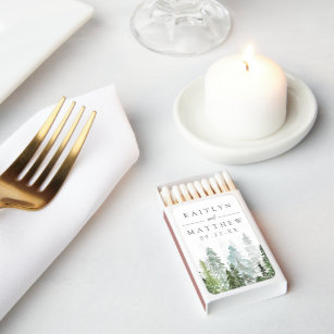 The Watercolor Pine Tree Forest Wedding Collection Matchboxes