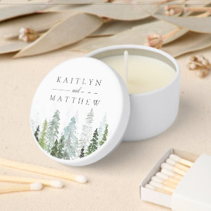 The Watercolor Pine Tree Forest Wedding Collection Mini Candle Favors