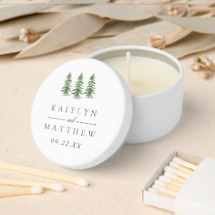 The Watercolor Pine Tree Forest Wedding Collection Mini Candle Favors