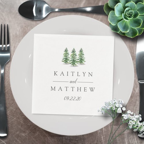 The Watercolor Pine Tree Forest Wedding Collection Napkins