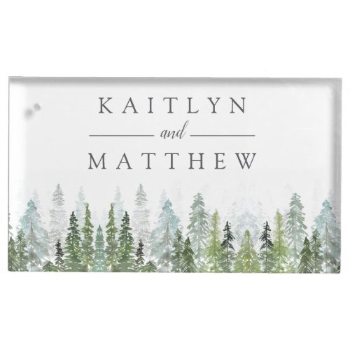 The Watercolor Pine Tree Forest Wedding Collection Place Card Holder