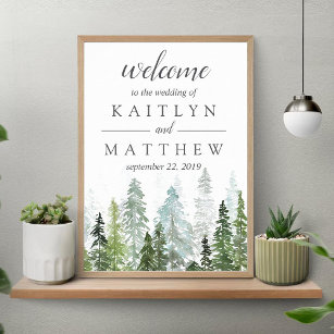 The Watercolor Pine Tree Forest Wedding Collection Poster