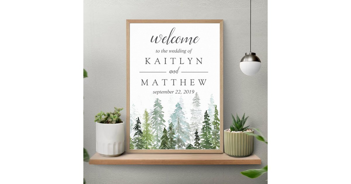 The Watercolor Pine Tree Forest Wedding Collection Poster | Zazzle