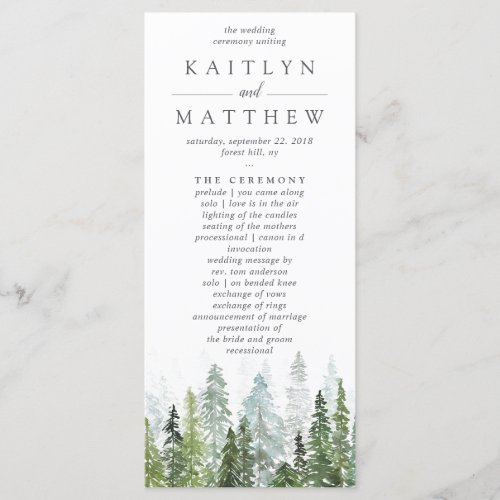 The Watercolor Pine Tree Forest Wedding Collection Program