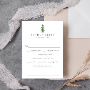 The Watercolor Pine Tree Forest Wedding Collection RSVP Card