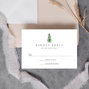 The Watercolor Pine Tree Forest Wedding Collection RSVP Card
