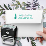 The Watercolor Pine Tree Forest Wedding Collection Self-inking Stamp<br><div class="desc">Celebrate in style with this rustic and very trendy wedding return address self-inking stamp. This design features a rustic pine tree and it is easy to personalize with your own names and address. This stamp is perfect for quickly and easily adding a return name and address to your wedding save...</div>