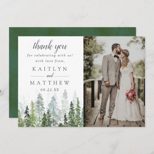 The Watercolor Pine Tree Forest Wedding Collection Thank You Card
