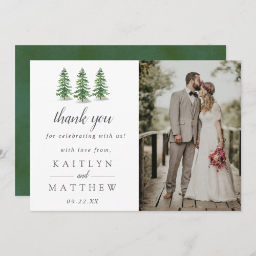 The Watercolor Pine Tree Forest Wedding Collection Thank You Card