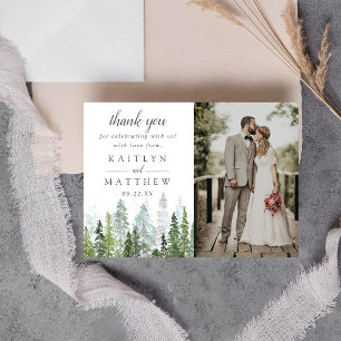 The Watercolor Pine Tree Forest Wedding Collection Thank You Card