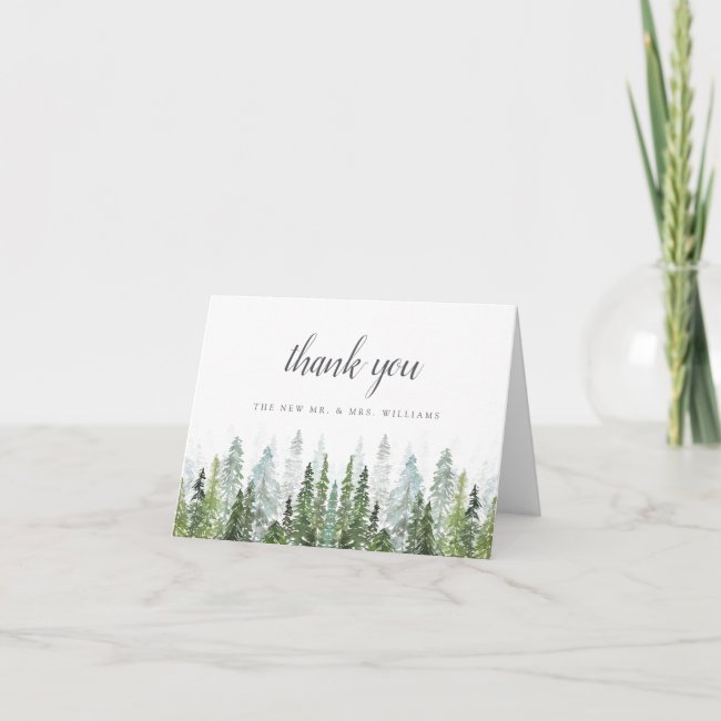 The Watercolor Pine Tree Forest Wedding Collection Thank You Card