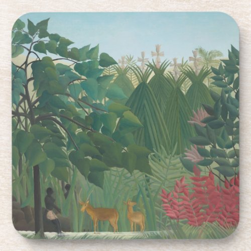 The Waterfall by Henri Rousseau Vintage Fine Art Beverage Coaster