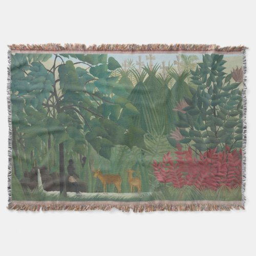 The Waterfall by Henri Rousseau Vintage Fine Art Throw Blanket